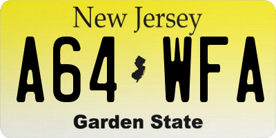 NJ license plate A64WFA