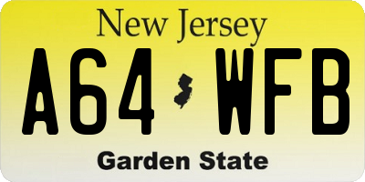 NJ license plate A64WFB