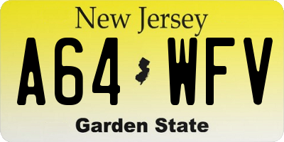 NJ license plate A64WFV