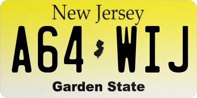 NJ license plate A64WIJ