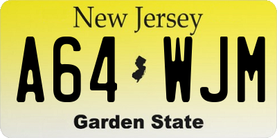 NJ license plate A64WJM