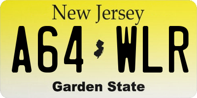 NJ license plate A64WLR
