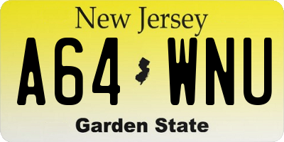 NJ license plate A64WNU
