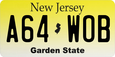 NJ license plate A64WOB