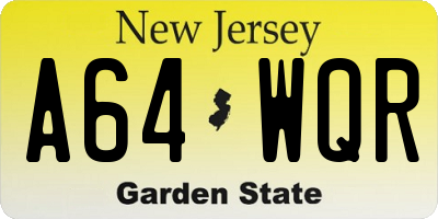 NJ license plate A64WQR