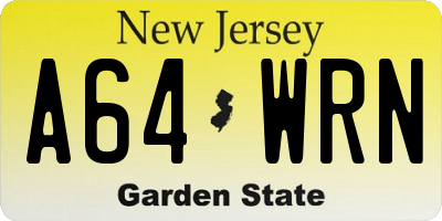 NJ license plate A64WRN