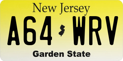 NJ license plate A64WRV