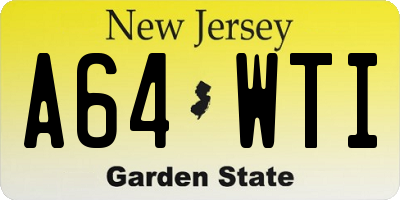 NJ license plate A64WTI