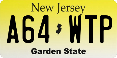 NJ license plate A64WTP