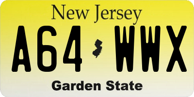 NJ license plate A64WWX