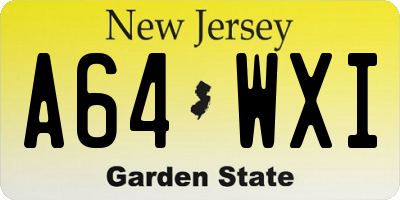 NJ license plate A64WXI