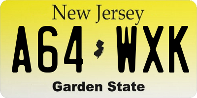 NJ license plate A64WXK