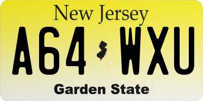 NJ license plate A64WXU