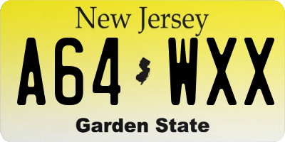NJ license plate A64WXX