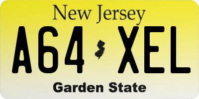 NJ license plate A64XEL