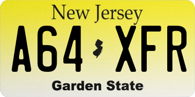 NJ license plate A64XFR