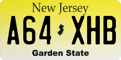 NJ license plate A64XHB