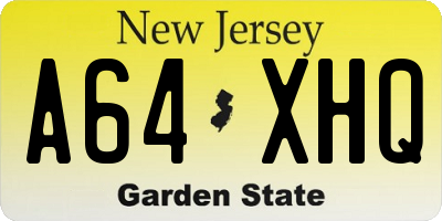 NJ license plate A64XHQ