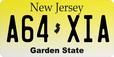 NJ license plate A64XIA