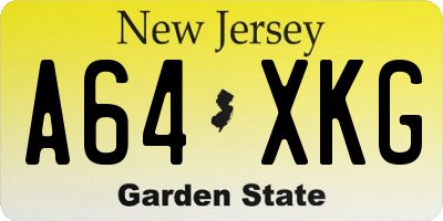 NJ license plate A64XKG