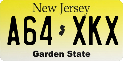 NJ license plate A64XKX