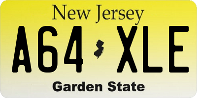 NJ license plate A64XLE