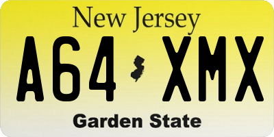 NJ license plate A64XMX