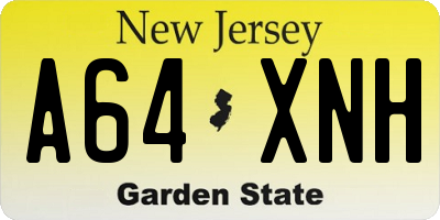 NJ license plate A64XNH