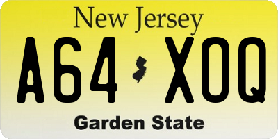 NJ license plate A64XOQ
