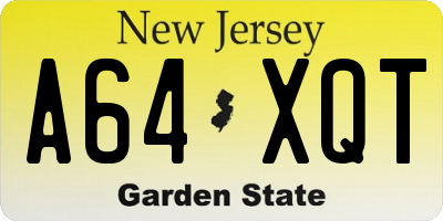 NJ license plate A64XQT