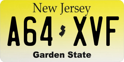 NJ license plate A64XVF