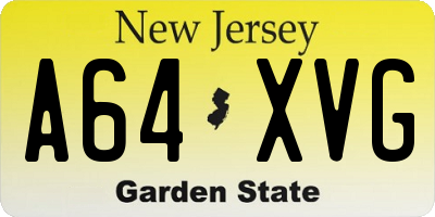 NJ license plate A64XVG