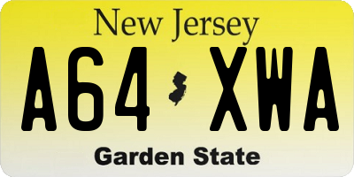 NJ license plate A64XWA