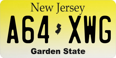 NJ license plate A64XWG