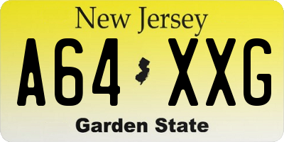 NJ license plate A64XXG