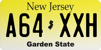 NJ license plate A64XXH