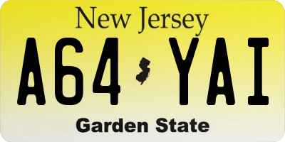 NJ license plate A64YAI