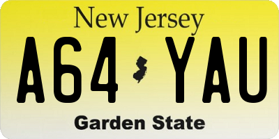 NJ license plate A64YAU
