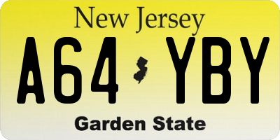 NJ license plate A64YBY
