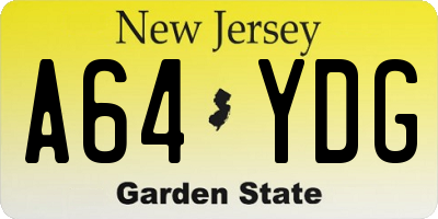 NJ license plate A64YDG