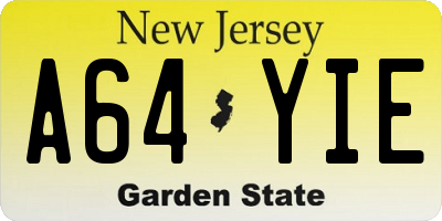 NJ license plate A64YIE