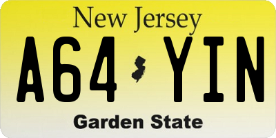 NJ license plate A64YIN