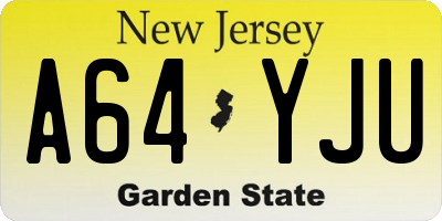 NJ license plate A64YJU