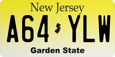 NJ license plate A64YLW