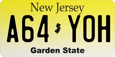 NJ license plate A64YOH