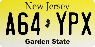 NJ license plate A64YPX