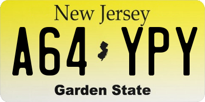 NJ license plate A64YPY
