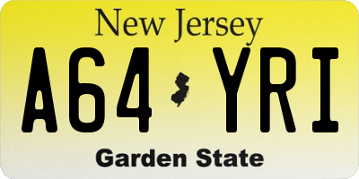 NJ license plate A64YRI