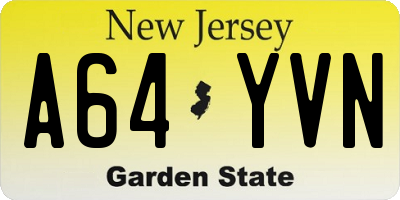 NJ license plate A64YVN
