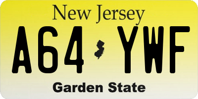 NJ license plate A64YWF